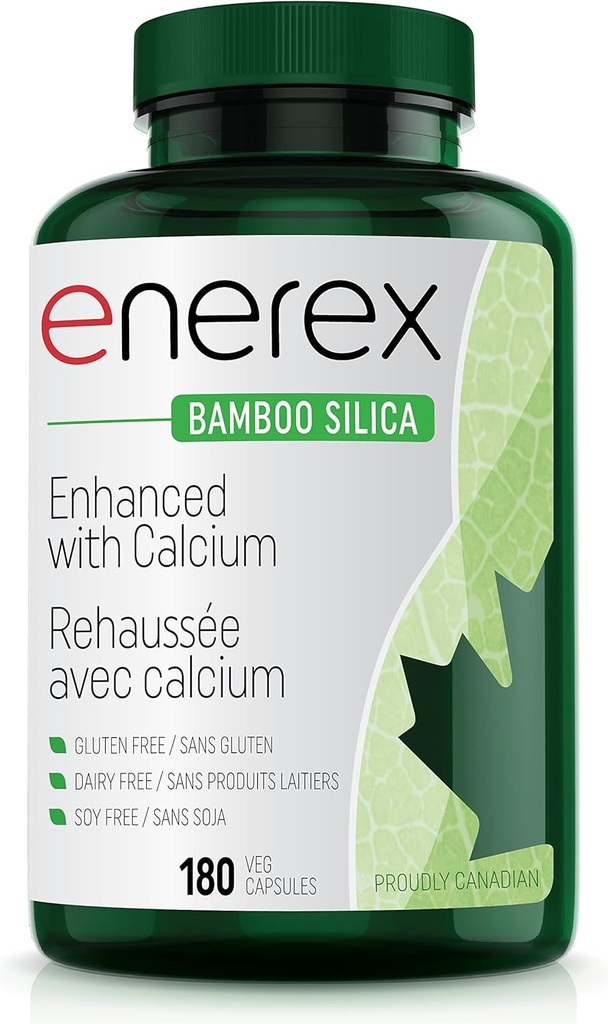 Bamboe Silica met Calcium Citroen - 180 Veggie Caps voor bot & Dental Health, Verbeterd haar, huid & Nails Groei - Plant-based Supplement, Bamboe Extract & Organic Silica for Wellbeing