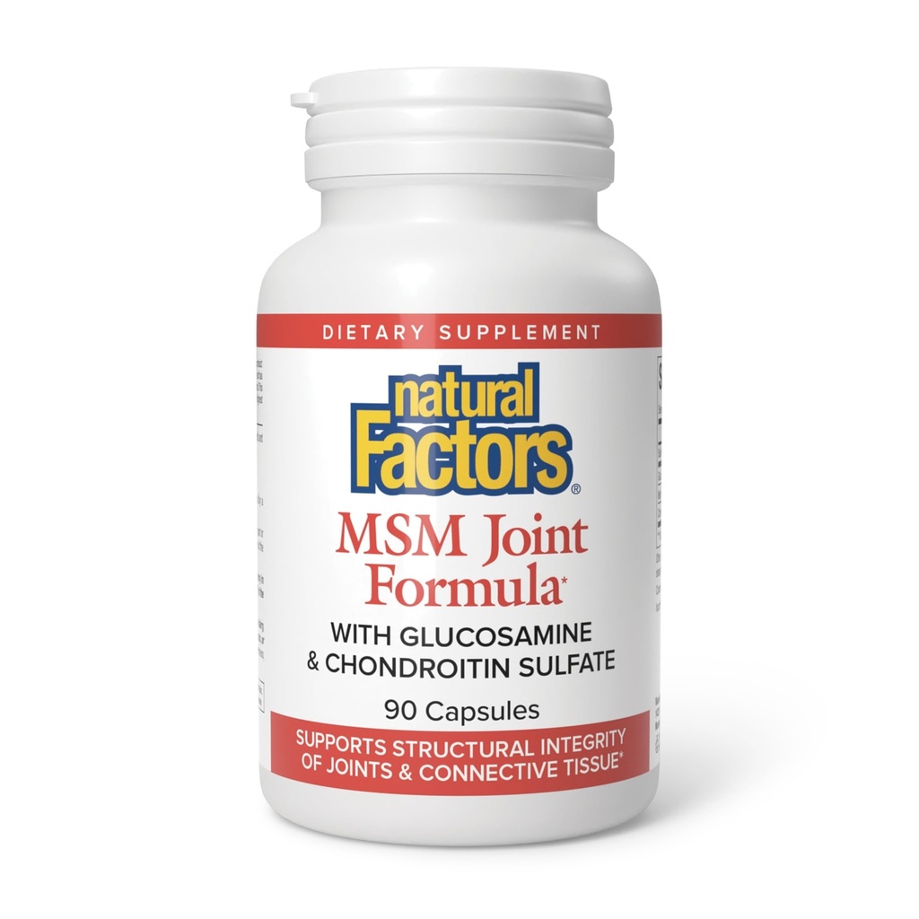 Natuurlijke factoren, gezamenlijke MSM-formule, Ondersteunt gezonde Joint, Spier en Cartilage met Glucosamine en Chondroitin Sulfate, 90 capsules (90 porties)