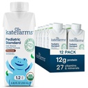 KATE FARMS Biologische Pediatrie 1.2 Hoge Calorie Chocolade Voeding Schudden, 12g Proteïne, 27 Vitaminen en Mineralen, Maaltijden Vervanging, 8,45 oz (12 pack)