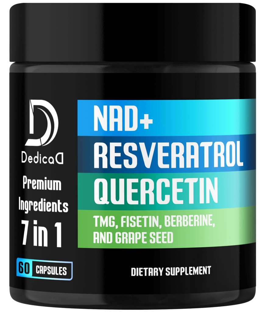 NAD.+ Supplement - Gecombineerd met Resveratrol, Quercetin, Berberine, Fisetin, TMG en Grape Seed - 60 capsules