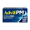 Advil PM Pain Reliever and Nighttime Slaaphulp, Pijn Geneeskunde met Ibuprofen voor pijnverlichting en difenhydramine Citraat voor een slaaphulp - 120 gecoate caplets
