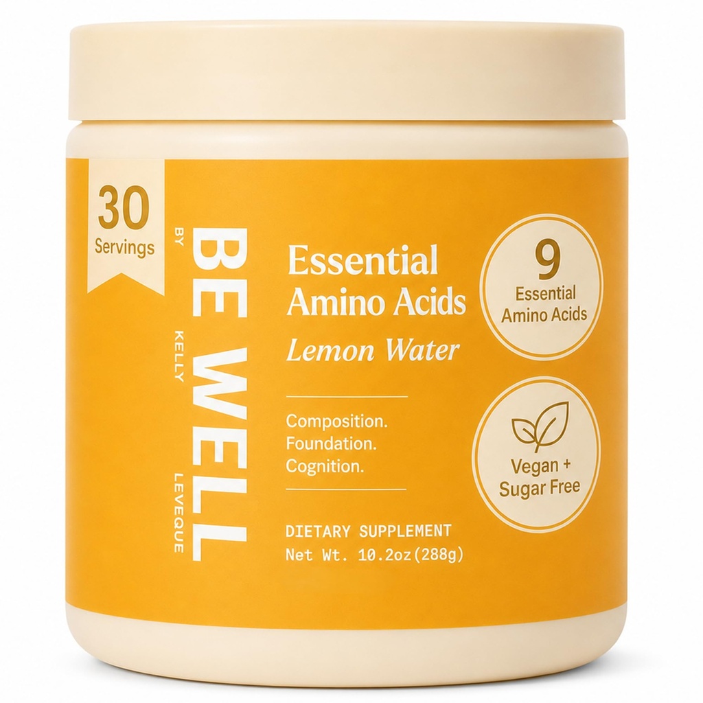 Well by Kelly Essential Amino Acids Lemon Powder Supplement Plant-Based (10.2oz) BCAA 9 EAA's