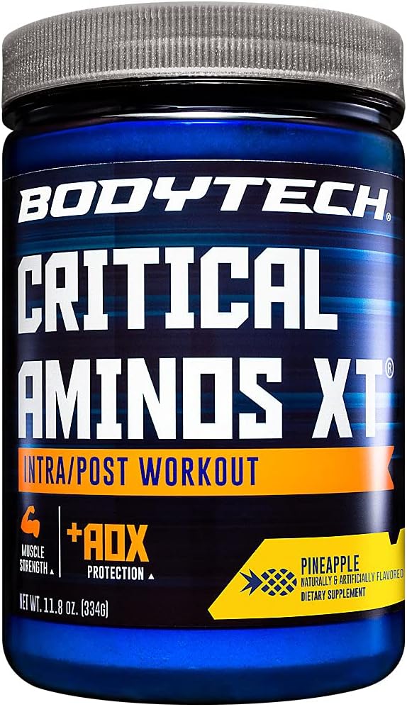 BODYTECH Aminos critiques XT ananas intra/post entraînement - soutient la récupération musculaire (11,8 once en poudre)