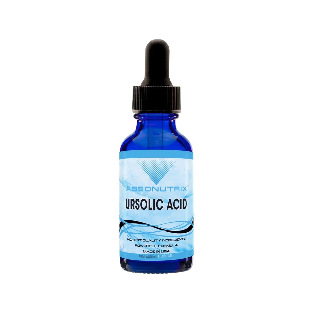 Absonutrix Ursolic Acid 590mg, 4 Fl Oz Bottle, 200 Highly Potent Servings, High Biobeschikbaarheid, Quick Absorptie, Third-Party Tested, GMP-Certified, Non-GMO, Cruelty-Free Products, Made in USA