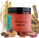 Focus Gummies with American Ginseng, Korean Panax Ginseng & Reishi Extract - Helpt om energie te ondersteunen & Mood, Veganistisch, Low-Sugar, 60 Gummies, Ananas, Loquat & Aardbei smaak