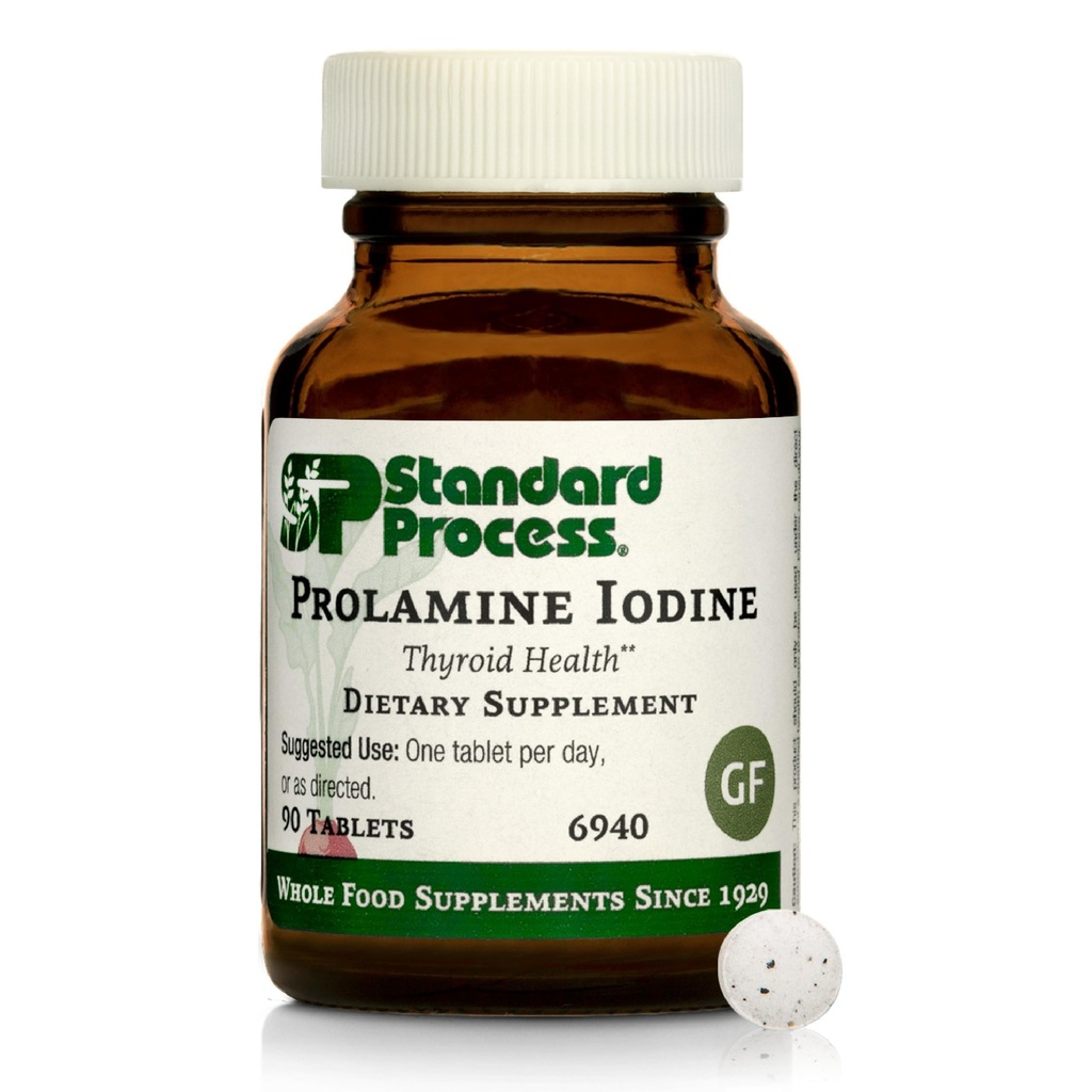 Standard Process Prolamine Jodium - Thyroid Health Supplement - Essential Endocriene ondersteuning met jodine - Glutenvrij, niet-Dairy, & non-Soy - 90 tabletten (90 porties)