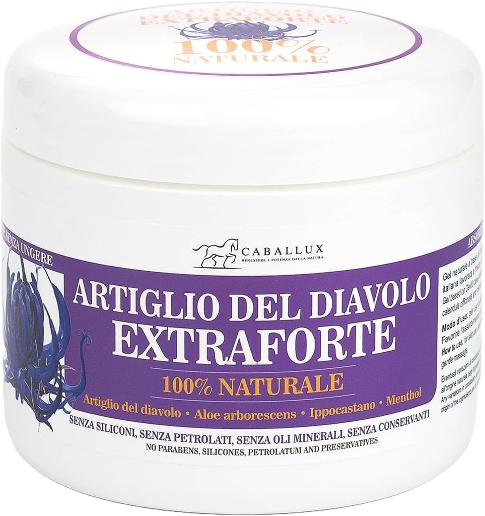 Devil's Claw Strong Gel 100% Natural - Enriched with Italian Aloe Arborescens, Horse Chestnut, Menthol for Muscles and Joints - 17 Oz