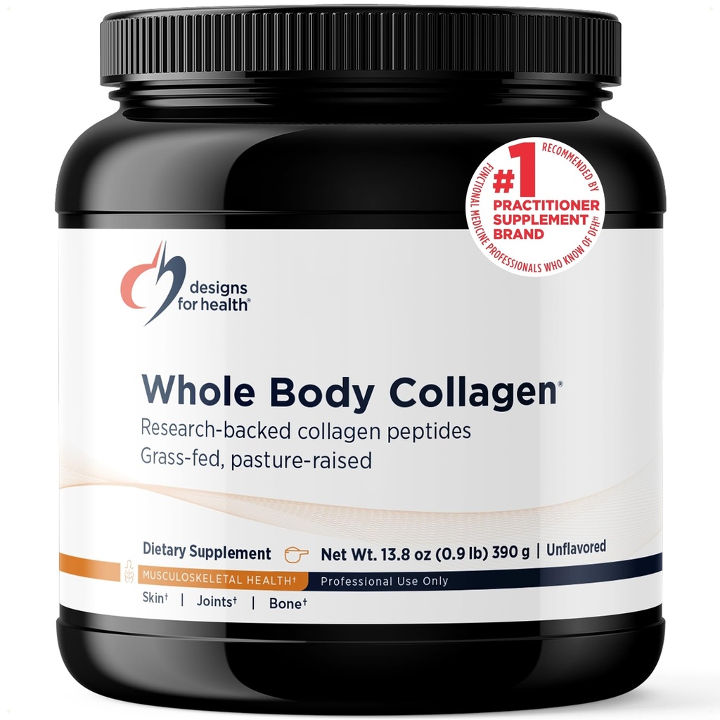 Designs for Health Whole Body Collagen Powder - Hydrolyzed Collagen Peptides Powder for Healthy Skin & Hair, Joint + Bone Health - Fortigel & Verisol Collagen, Unflavored (30 Servings)