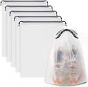 Waterdichte Travel Drawstring Schoen Tassen voor verpakking, opslag, Travel Essentials voor mannen en vrouwen, 15,7 x 11,8 inch, Clear, 5 stuks