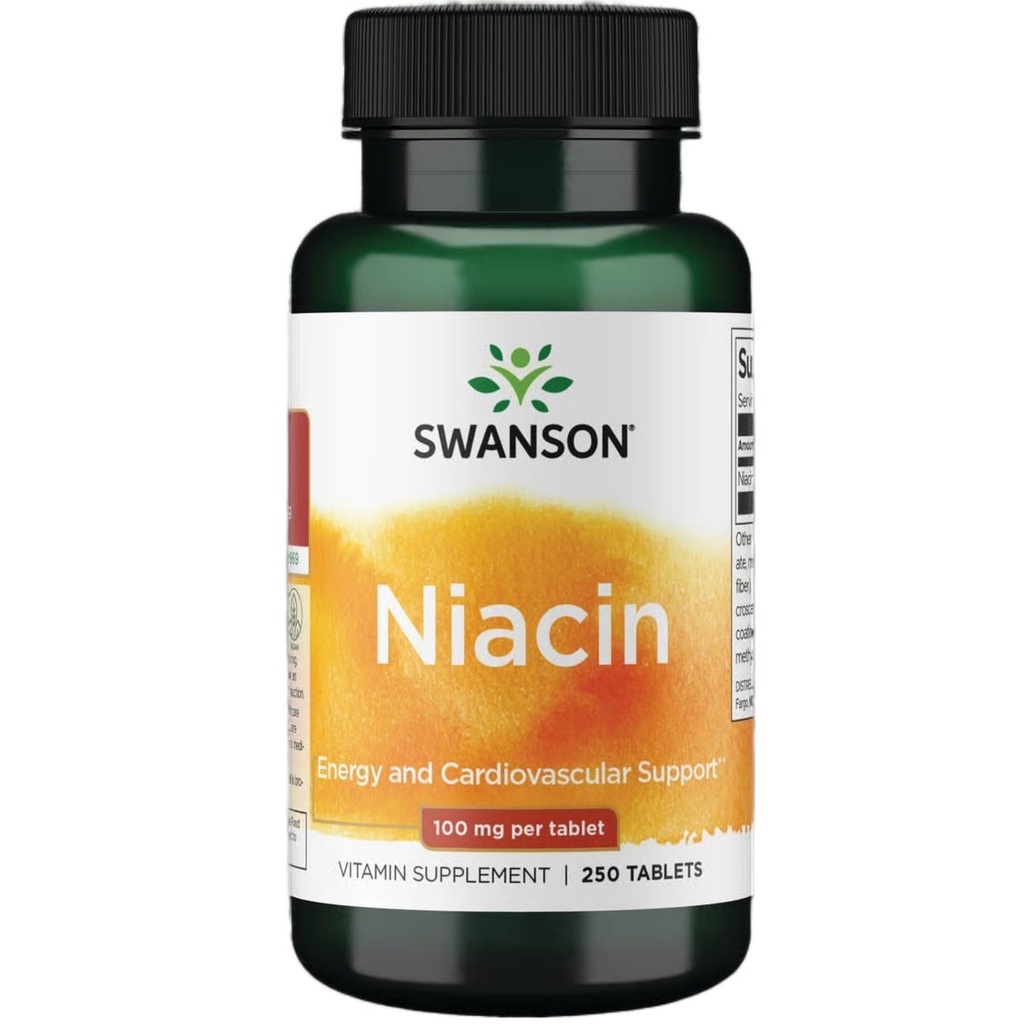Swanson Niacine (Vitamine B3) - Supplément de vitamine appuyant la santé cardiaque et le métabolisme des glucides - favorise la production d'énergie naturelle - (250 comprimés, 100mg NE chacun)