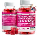 Quercetine Gummies - 2500MG met Bromelain, L-Theanine & Zink Vegan Immune Support Supplement voor kinderen en volwassenen - Allergie Relief & Lung Health