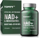 Supplément NAD+, Supplément NAD+ & Resveratrol pour l'absorption maximale pour l'énergie cellulaire de soutien, la défense du vieillissement, 120 Softgels