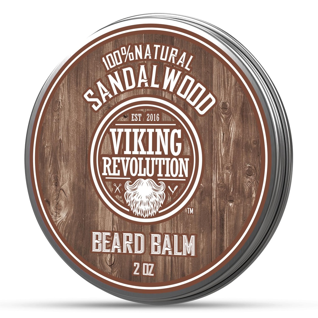 Viking Revolutie Sandalwood Baard Balsem - Baardboter met Argan Oil, Baard Softener voor mannen met Jojoba Oil - Baard Moisturizer voor mannen met bijenwas - Baard Wax voor mannen (2oz, 1 Pack)