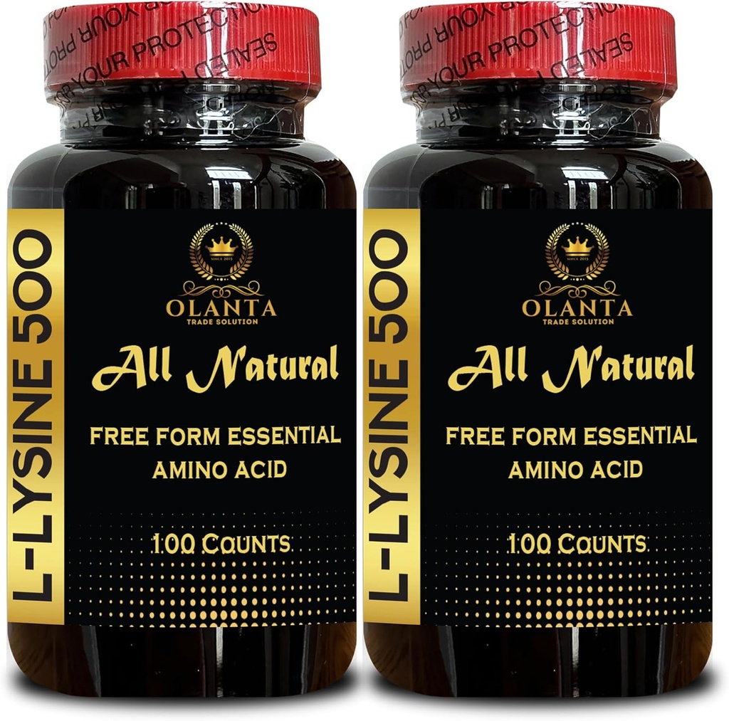 L-LYSINE supplement Aminozuren - Lysine Hydrochloroide voedingssupplement voor volwassenen, Aminozuur vitaminesupplement, stimuleert Calcium Absorptie - 2 flessen 200 tellen