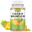 Calcium Magnesium Zink Gummies, Calcium Magnesium 2:1 Ratio met Vitamine D3, K2, B6, B12 voor Botsterkte, Spierfunctie & Zenuwgezondheid, Extra Absorptie Formule, Veganistisch, Ananas Smaak 60 Gummies