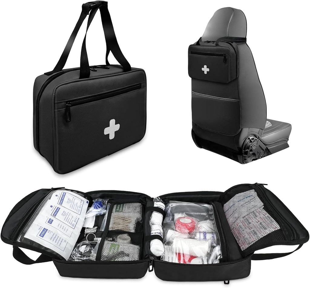 Eerste hulp Bag Leeg, Compact en Portable Medical Supplies Organizer met meerdere afdelingen, Emergency Trauma Bag voor reizen, Camping, Wandelen, Auto, Reizen en thuisgebruik, Black(Bag Only)