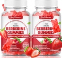 softbear Berberine avec Ceylan Cinnamon Gummies Berberine biologique HCL 1500mg pour le métabolisme Immune santé suppléments Berberine sans sucre Fraise Aromatisé 120 Compte