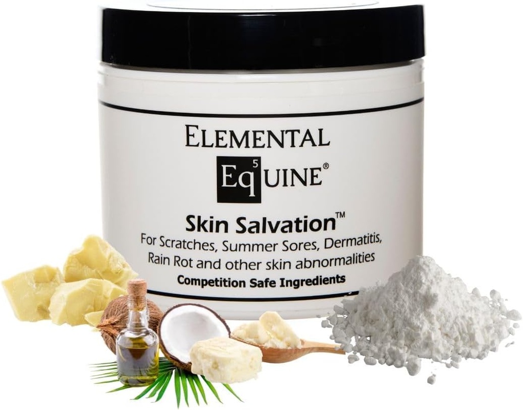 Elemental Equine Skin Salvation 4oz for Horses - Combats Scratches, Mud Fever, Summer Sores, Dermatitis, Summer Crud, Cannon Bone Gunk en soortgelijke huidproblemen in paarden