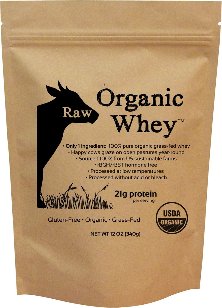 Raw Organic Whey Protein Powder, Grass Fed, Unflavored 
