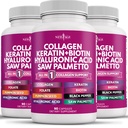 NIEUWE AGE Collageen Pillen Biotine Keratine Zag Palmetto Hyaluronzuur- Vitamine E Foliumzuur Pompoenzaad MSM- 270 Tel.
