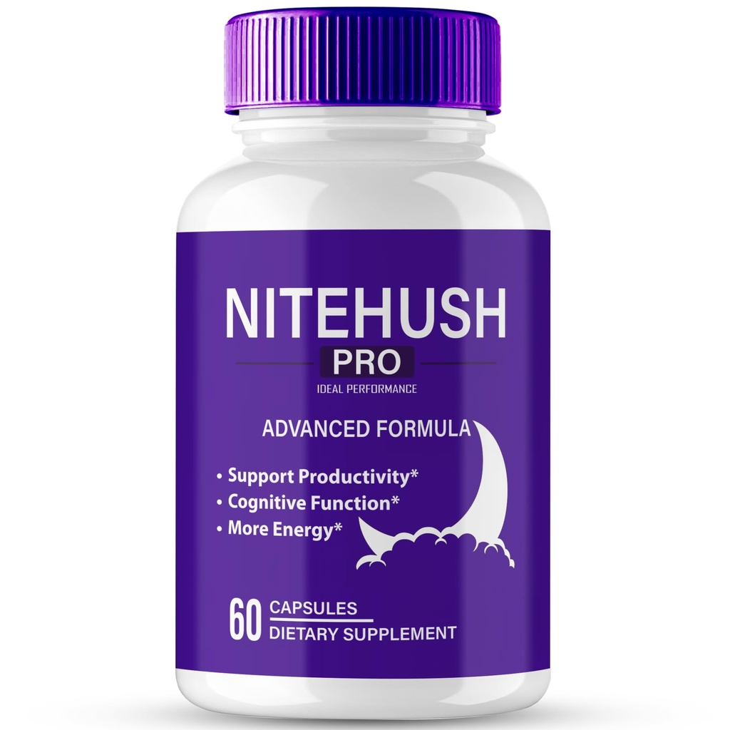 Nite Hush Pro Brain Supplements for Memory and Focus Capsules, NiteHush Advanced Formula Brain Health Support - Maximum Strength Nootropics NiteHushPro All Natural Support Pills Reviews (60 Capsules)