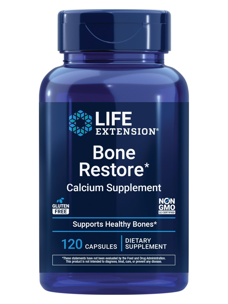 Life Extension Bone Restore Calcium Supplement, Vitamine D3, Magnesium, Boron, zink, Mangaan, Silicium, Helpt handhaven gezonde botdichtheid, Glutenvrije, Non-GMO, 120 Capsules