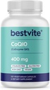 BESTVITE Coenzyme CoQ10 400mg (120 Vegetarische Capsules) Natuurlijk gefermenteerd - Geen Stearates - Veganistisch - Glutenvrij - Niet GGO