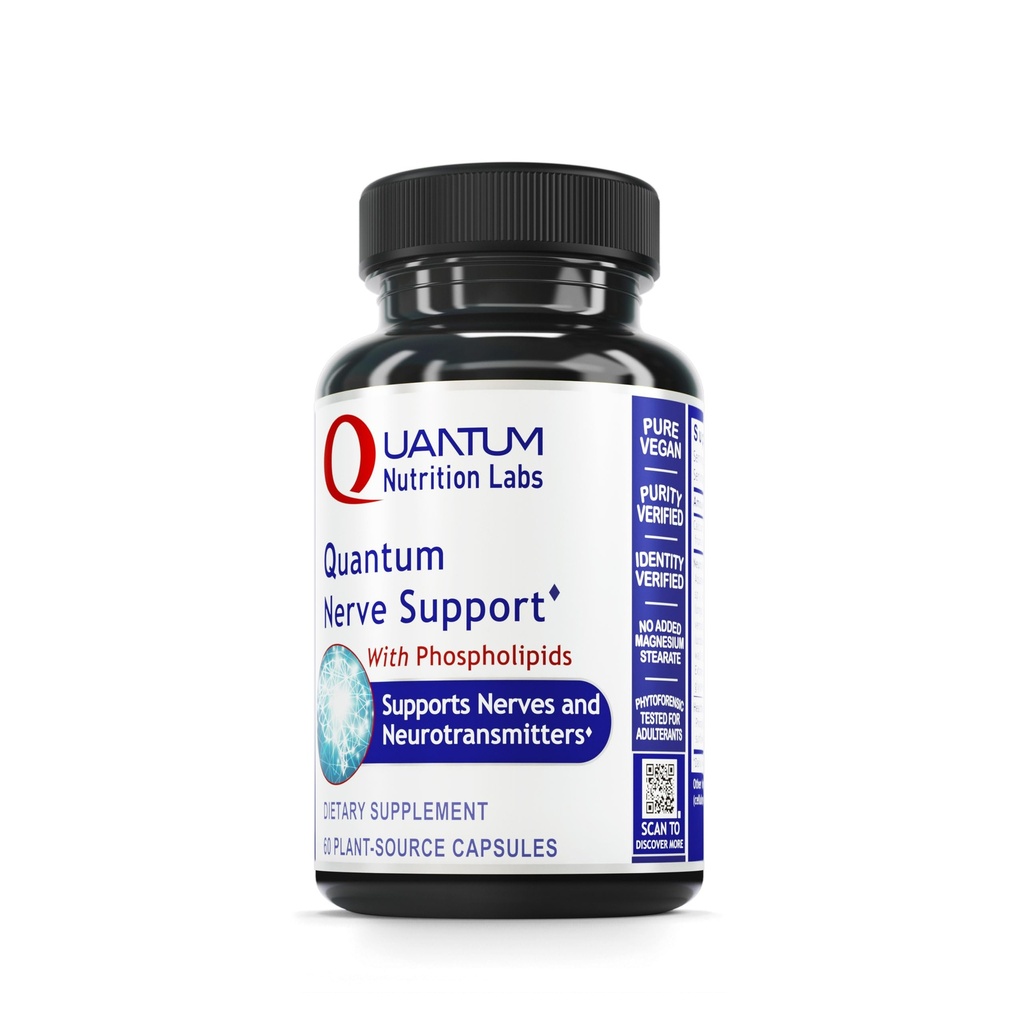 Quantum Nutrition Labs Nerve Support - Nerve Health Supplements, Brain Supplements, Nootropic with Rhodiola Rosea, Brain & Nerve Health - 60 Vegetarian Capsules