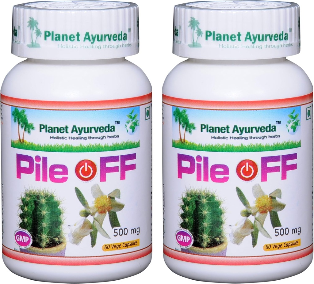 Planeet Ayurveda Pile Off, 500mg Veg Capsules - 2 flessen