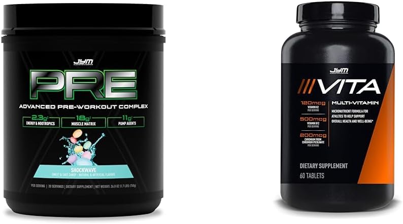 Pre JYM X - Shockwave Pre Workout Powder & Vita JYM Sport Multivitamine voor atleten 60 tabletten