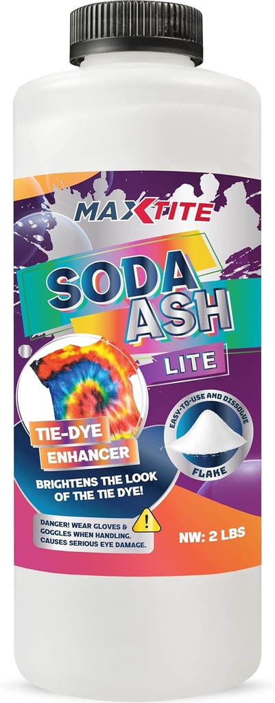 MAXTITE Soda Ash Lite (2 lbs) - 100% zuiver natriumcarbonaat - Wassen van soda, Tie Die, pH-verhoging, en nog veel meer - HDPE Container met hersluitbare Child Resistant Cap