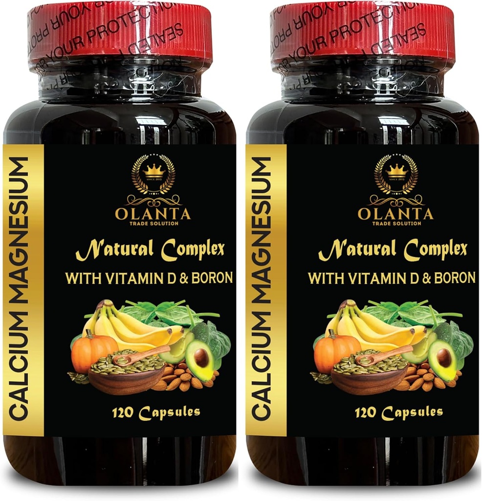Calcium Magnesium Complex - Calciumsupplement, Mangaancitraat, Mineralen voor botondersteuning, Fosforniveaus, Immuniteitsondersteuning, Spiergezond supplement met vitamine D - 2 flessen 240 capsules