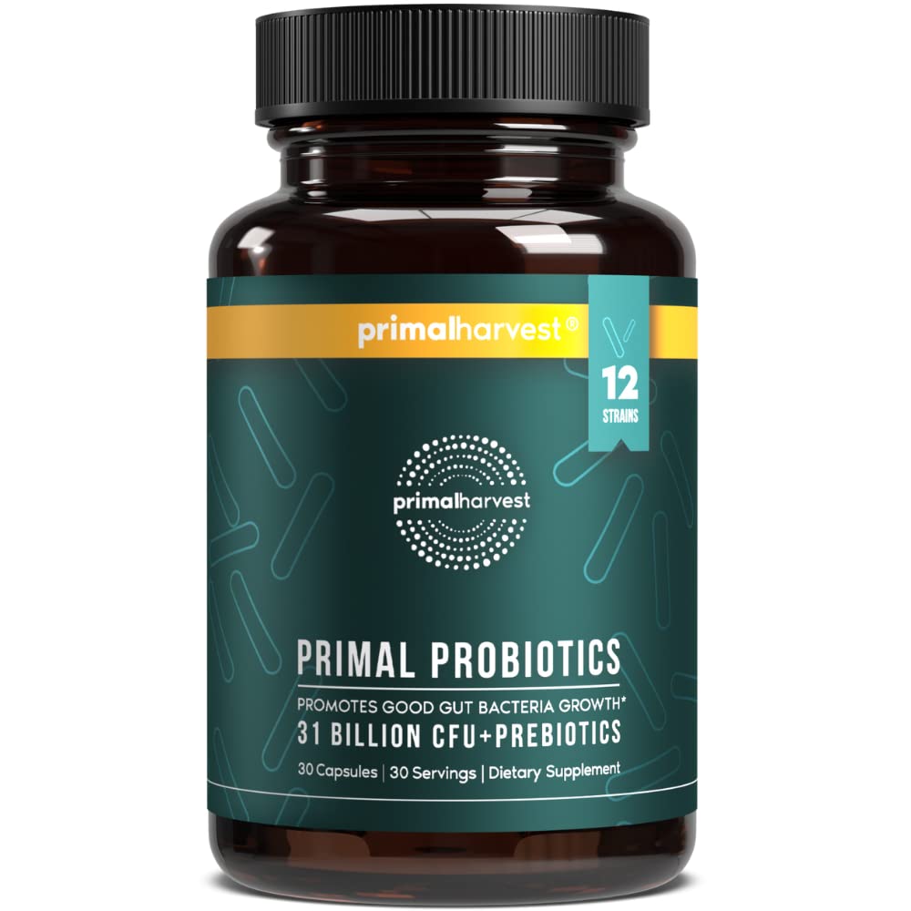 Primal Oogst Probiotica voor vrouwen & mannen Dagelijkse Probiotische Supplement met 12 Strains voor Gut & Digestieve Gezondheid 30 Capsules