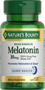 Nature's Bounty Melatonine, 100% Drug gratis slaaphulp, Dieetsupplement, bevordert ontspanning en slaap gezondheid, 10mg, 45 Quick Solution Tablets