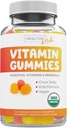 USDA Biologische Kids Vitamine Gummies (Non-GMO) Yummy Natuurlijke Fruit Smaken - Complete Kids Multivitamine Gummies: Vitamine C, D, B, A, Zink - Supplement voor energie, Mood, Immuun Ondersteuning - 60 Gummy Vitaminen