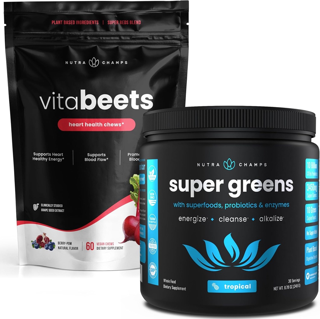 NutraChamps Root Chewables & Greens Superfood Powder Bundle