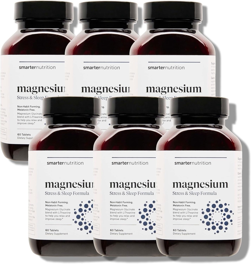 Slimmere voeding Magnesium Complex - Gecheld Magnesium Glycinate + Citrate, Malate for Sleep, Relaxation, Muscle & Nerves + Klinisch bewezen L-Theanine, Non-GMO-360 Tablet[180-Day Supply]