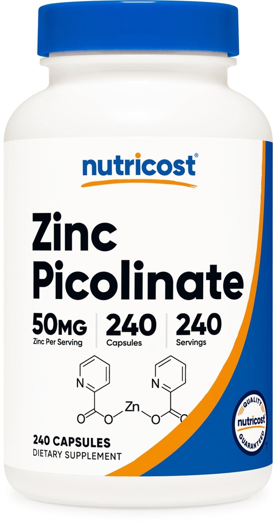 Nutricost Zink Picolinaat 50mg, 240 Vegetarische Capsules - Glutenvrij en niet-GMO (240 capsules)