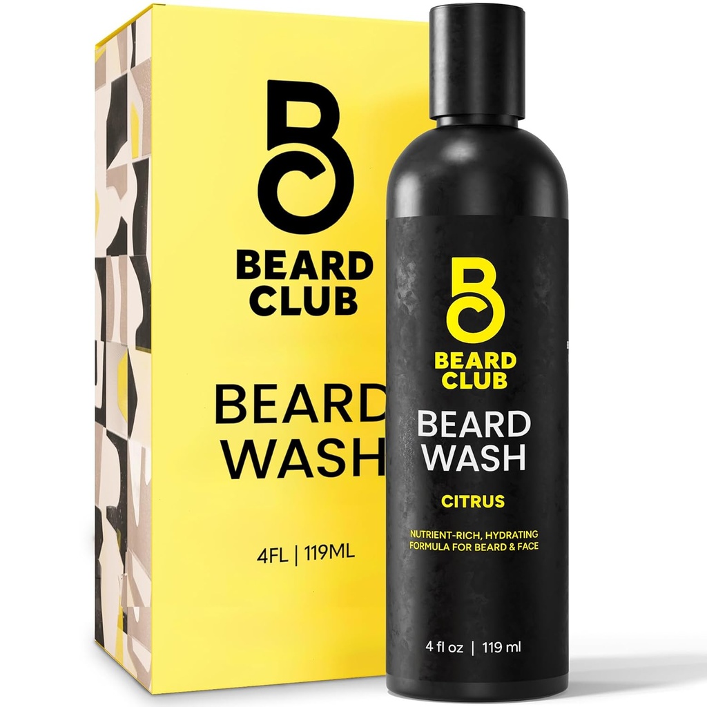 De baardclub Citrus baard & gezicht wassen... All-in-One Cleanser, Softens & voeden Gezichtshaar, Hydraten & reinigen huid, Paraben & Sulfate-Free