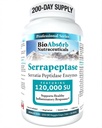 Bio Absorb Serrapeptase Enzyme, High Potency 120000 Units (SPU), 200-Day Supply, Delayed Release Vegetarian Capsules (DRcaps) for Maximum Absorptie