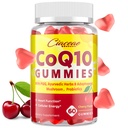 CoQ10 Gummies met PQQ - 400 MG CoEnzyme Q10 High Potency, Enhanced with Ayurvedic Herbs, Adaptogenic Mushroom Blend & Probiotics for Heart, Brain, Energy, Immunity, Cherry Flavor, 60 Vegan Gummies