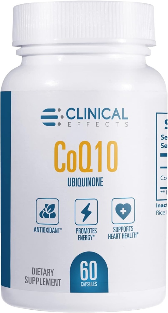 Klinische effecten CoQ10 Supplement - Co-enzym Q10 200mg - 30-dag supply - Ubichinon Antioxidant Supplement for Heart Health, Cognitive Functions and Energy Support - 1 Capsule a Day - Made in The USA