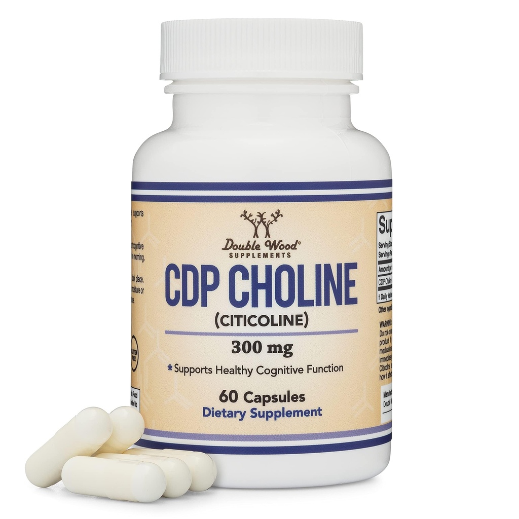 CDP Choline (Citicoline) Supplement, Farmaceutische Graad, Derde Getest (60 capsules 300 mg)