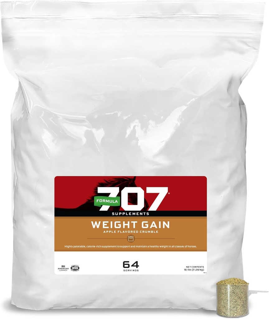 Formule 707 Weight Gain Powder Equine Supplement, 16lb Refill Bag Palatable, Calorie-Rich Nutritional Ondersteuning voor hard-to-keep en senior paarden