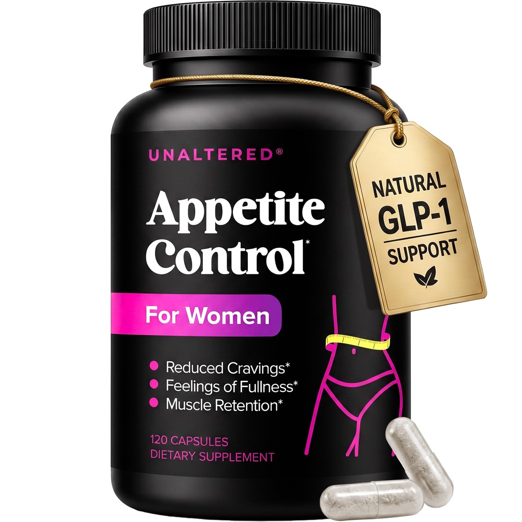 Unaltered Appetite Suppressant pour les femmes - aide à gérer les rages, favorise la plénitude, et soutient la perte de poids - supplément alimentaire naturel avec picolinate de chrome et Glucomannan - 120 capsules végétaliennes
