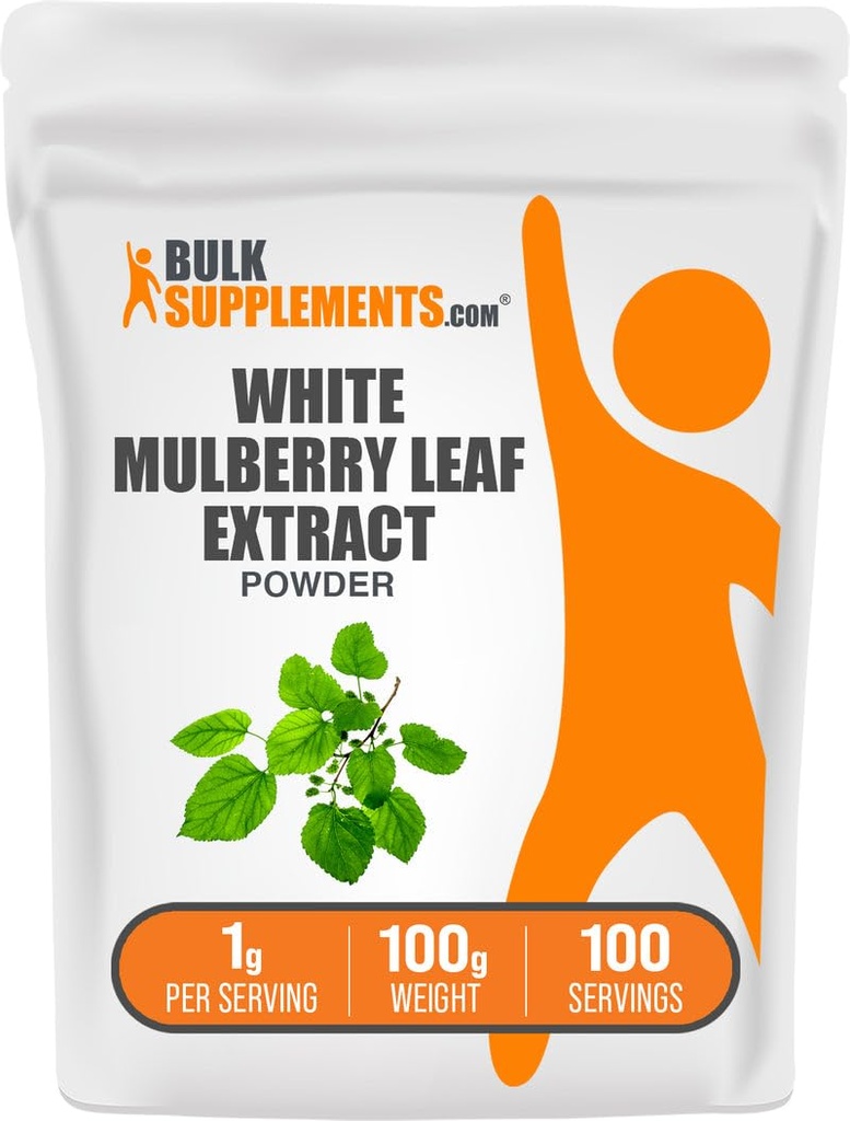 BulkSupplements.com White Mulberry Leaf Extract Poeder - White Mulberry Extract, Kruidensupplement - Glutenvrij, 1g per portie, 100g (3,5 oz) (verpakking van 1)