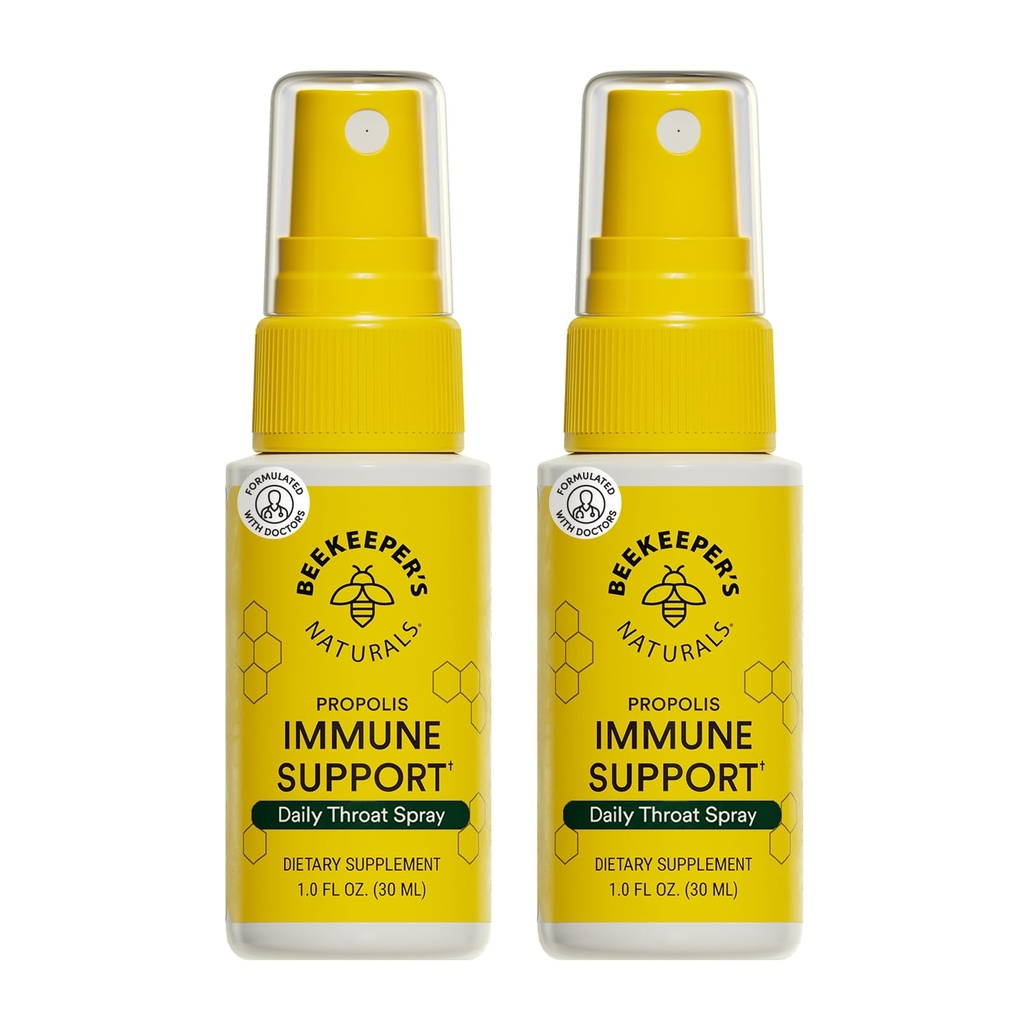 Bijenkeeper Naturals Propolis Throat Spray, Natuurlijke Immune Support & Sore Throat Relief - Antioxidanten, Keto, Paleo, Glutenvrije, 1.0 oz (Pack of 2)