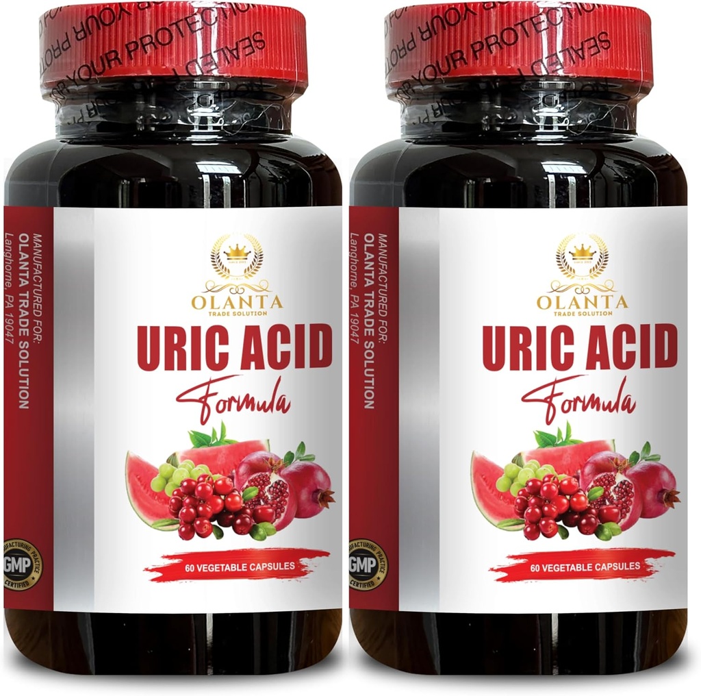 Generic Natural URIC Acid Formula - Waterretentie Relief, Water Away Capsules, Diuretische pillen voor waterretentie, urinezuuroplossing, melkdistel - 2 flessen