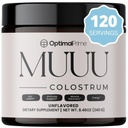 Optimale Prime - MUU Bovine Colostrum Supplement en Superfood Poeder voor Gut Health, Opgeblazen, Immune Ondersteuning, Haar, Huid, en Nagels Unflavored, 120 Servers