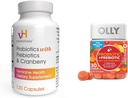 vH essentials Probiotica met Prebiotica en Cranberry Vrouwelijke Health Capsules bundel met OLLY Probiotic + Prebiotic Gummy Digestief en Gut Health Chewable Supplement